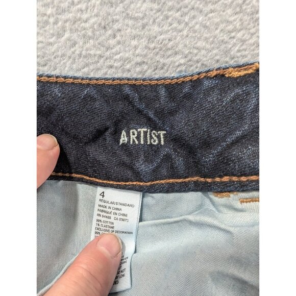 American Eagle Jeans Womens Size 4 Blue Aritst Curvy Flare Embroidered Whiskers - Picture 14 of 16